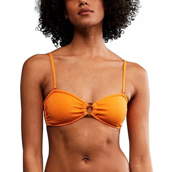 Roxy Other - Roxy Color Jam Ring Bandeau Bikini Top Sz XL Orange Tangelo New